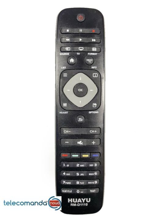 Telecomanda PHILIPS HUAYU RM-D1110 nu are nevoie de nici o alta setare suplimentara avand aceleasi functii si aceeasi dispozitie a butoanelor dupa cum se vede in poza de prezentare. Telecomanda inlocuieste originalul. Va rugam sa verificati compatibilitatea cu cea originala a televizorului daca nu sunteti sigur ca se potriveste , va rugam sa ne trimite-ti poza cu eticheta televizorului si a telecomenzi si noi va ajutam. Telecomanda functioneaza la modelele PHILIPS Functioneaza cu doua Baterii R 3 ( AAA )