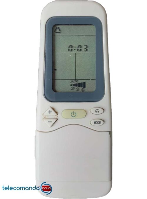 Telecomanda aer conditionat PLATINIUM pe care o comercializam este diferita fata de cea din poza. Se ofera o telecomanda care nu are nevoie de setari suplimentare  complicate, functioneaza cu 2 baterii R 3 ( AAA) . Telecomanda inlocuieste originalul. Va rugam sa verificati compatibilitatea cu cea originala de aer conditionat.