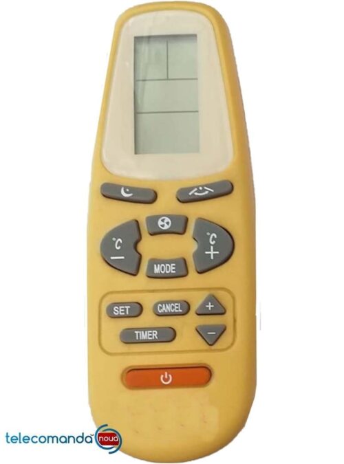 Telecomanda aer conditionat Y.K. pe care o comercializam este diferita fata de cea din poza. Se ofera o telecomanda care nu are nevoie de setari suplimentare  complicate, functioneaza cu 2 baterii R 3 ( AAA) . Telecomanda inlocuieste originalul. Va rugam sa verificati compatibilitatea cu cea originala de aer conditionat.