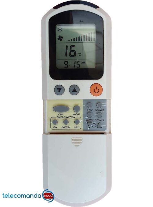 Telecomanda aer conditionat AIRKOOL pe care o comercializam este diferita fata de cea din poza. Se ofera o telecomanda care nu are nevoie de setari suplimentare  complicate, functioneaza cu 2 baterii R 3 ( AAA) . Telecomanda inlocuieste originalul. Va rugam sa verificati compatibilitatea cu cea originala de aer conditionat.