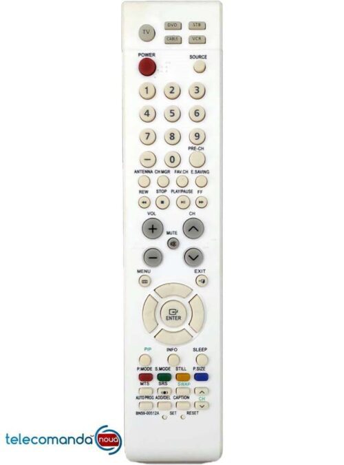 Telecomanda SAMSUNG BN59-00512Anu are nevoie de nici o alta setare suplimentara. Avand aceleasi functii si aceeasi dispozitie a butoanelor dupa cum se vede in poza de prezentare. Telecomanda inlocuieste originalul. Telecomanda SAMSUNG BN59-00512A functioneaza la modelele de mai jos : SAMSUNG LCD HPS4253,SAMSUNG HPS4253 ,  LCD HPS5053, SAMSUNG HPS4253 ,LCD HPS6373,SAMSUNG LCD HPS6373 , SAMSUNG  LCD HPT4234, LCD HPT4234 , SAMSUNG LCD HPT5034, LCD HPT5034 , SAMSUNG LCD INS4052D,LCD INS4052D , SAMSUNG LCD LN23R71,SAMSUNG  LCD LN23R81BD, LCD LN23R81BD , SAMSUNG LCD LN26R71WD, SAMSUNG  LCD LN26R71WD, LCD LN26R71WD ,  LCD LN26R81BD, SAMSUNG LCD LN32R71WD, LCD LN32R71WD , SAMSUNG  LCD LN32R83BD, LCD LN32R83BD , SAMSUNG LCD LN32S81BD, LCD LN32S81BD , SAMSUNG  LCD TV LN37S71BD, LCD TV LN37S71BD , SAMSUNG  LCD TV LN40R83BD, SAMSUNG LCD TV LN40S71BD,SAMSUNG  LCD TV LN40S81BD, SAMSUNG LCD TV LN46M52, SAMSUNG  LCD TV LN46S81BD, SAMSUNG  LCD TV LNS2641,SAMSUNG  LCD TV LNS2651, SAMSUNG LCD TV LNS2651D,SAMSUNG  LCD TV LNS2652D, SAMSUNG LCD TV LNS2738 SAMSUNG LED TV LNT3253, SAMSUNG LED TV LNT325H, SAMSUNG  LED TV LNT3732H,SAMSUNG  LED TV LNT3753H, SAMSUNG LED TV LNT375H, SAMSUNG LED TV LNT4032, SAMSUNG LED TV LNT4042, SAMSUNG LED TV LNT4053, SAMSUNG  LED TV LNT405H,SAMSUNG  LED TV LNT4642, SAMSUNG LNT4642HX,SAMSUNG  PL42C71, PL42C91, PL50C71, PL50C91, SPS4223, TV LED LNS3238, TV LED LNS3241, TV LED LNS3251, TV LED LNS3252,SAMSUNG  TV LED LNS3292, SAMSUNG TV LED LNS3296D,SAMSUNG TV LED LNS3738, SAMSUNG TV LED LNS4041,SAMSUNG TV LED LNS4051, SAMSUNG TV LED LNS4052,SAMSUNG TV LED LNS4092, SAMSUNG TV LED LNS4692,SAMSUNG TV LED LNT2332H, SAMSUNG  TV LNT2342, SAMSUNGTV LNT2353H, SAMSUNG TV LNT2354H, SAMSUNGTV LNT2632, SAMSUNGTV LNT2642, SAMSUNG TV LNT2653H, SAMSUNG TV LNT3232H,SAMSUNG  TV LNT3242 Va rugam sa verificati compatibilitatea cu cea originala a televizorului daca nu sunteti sigur ca se potriveste , va rugam sa ne trimite-ti poza cu eticheta televizorului si a telecomenzi si noi va ajutam.