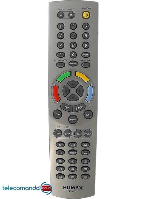 Telecomanda HUMAX 20.1" TFT-LCD T V care o comercializam noi are alt aspect  si functioneaza la fel ca, originala . Telecomanda functioneaza la modele: HUMAX 20.1" TFT-LCD TV  HUMAX-LEU-20A Telecomanda  RTA-001 Telecomanda inlocuieste originalul. Va rugam sa verificati compatibilitatea cu cea originala a televizorului. Functioneaza cu doua Baterii R 3 ( AAA ) nu sunt incluse in pret