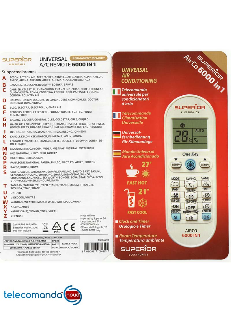 Telecomanda universala Superior AirCo 6000 in 1 modele aparate de aer conditionat