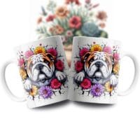 Cană albă personalizată Bulldog