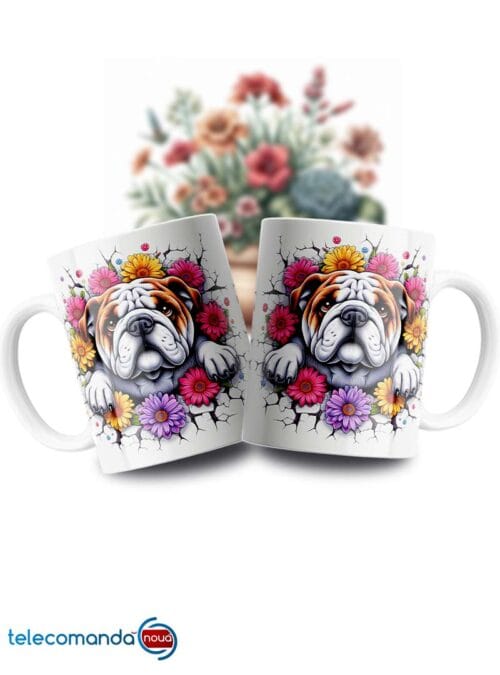 Cană albă personalizată Bulldog