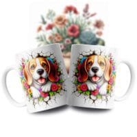 Cană albă personalizată Beagle