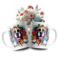 Cană albă personalizată cu Boxer