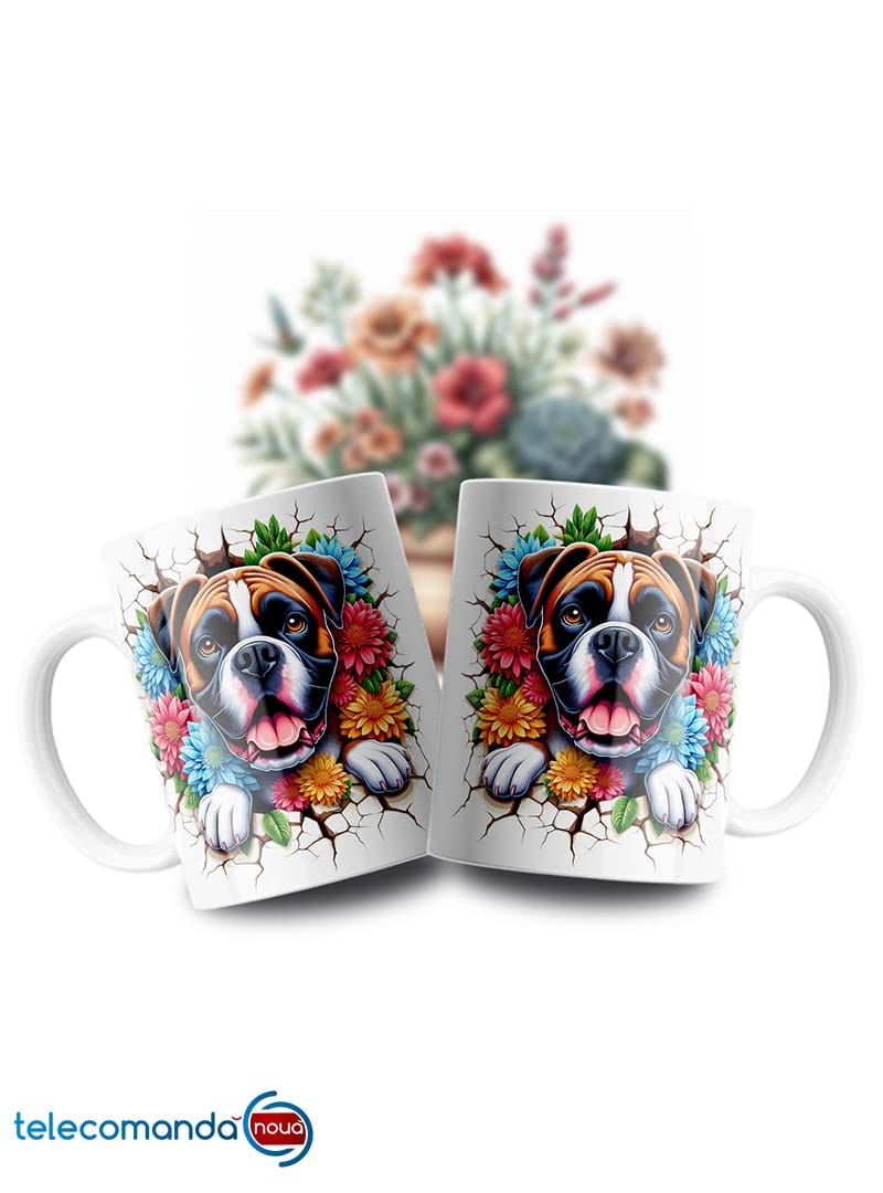 Cană albă personalizată cu Boxer