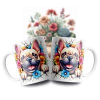Cană albă personalizată cu Bulldog Frances