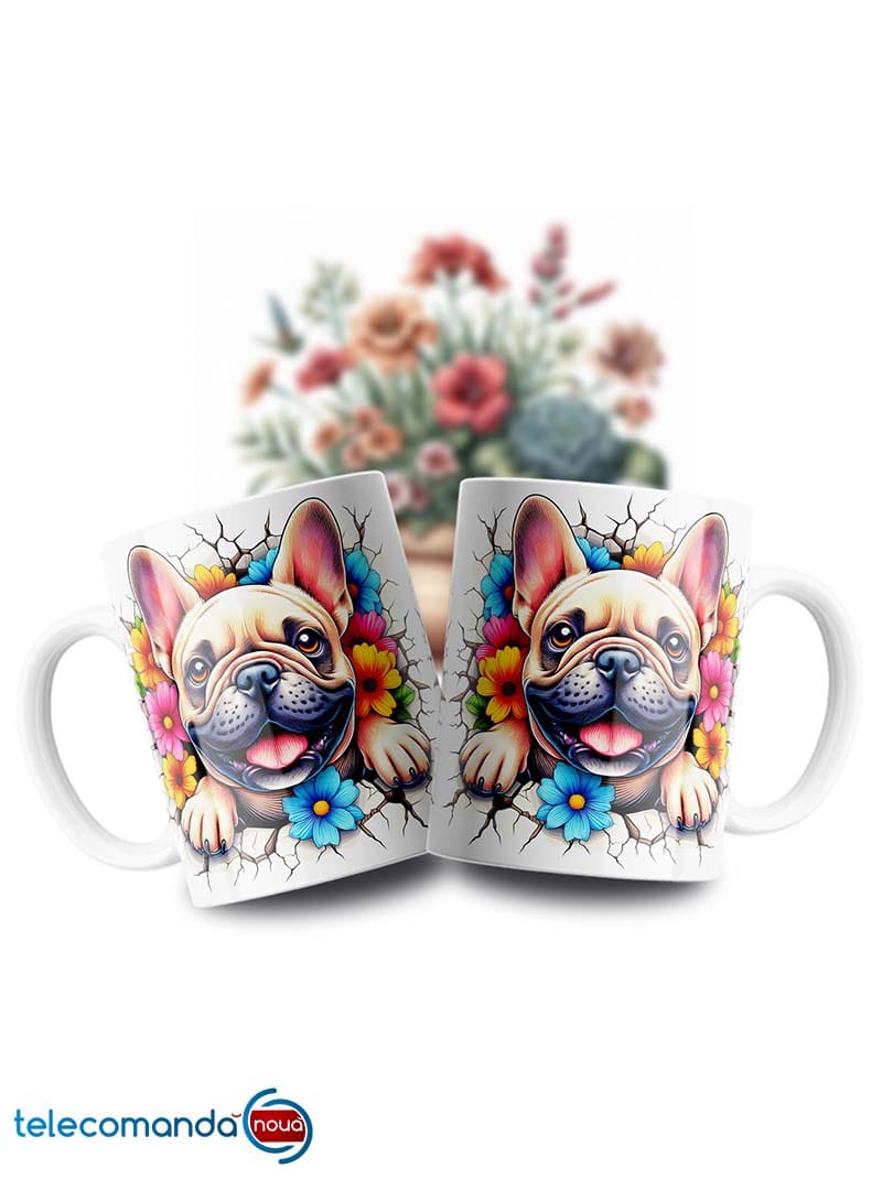Cană albă personalizată cu Bulldog Frances