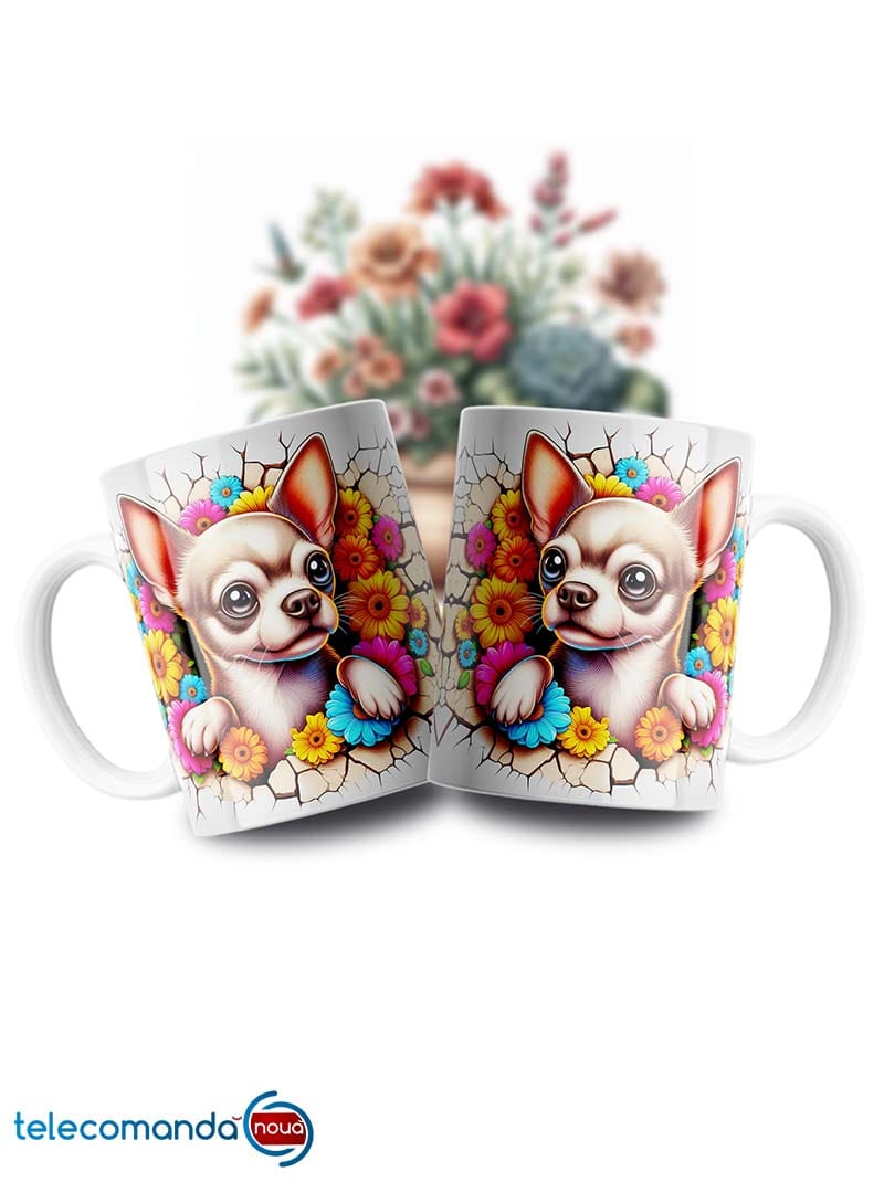 Cană albă personalizată Chihuahua