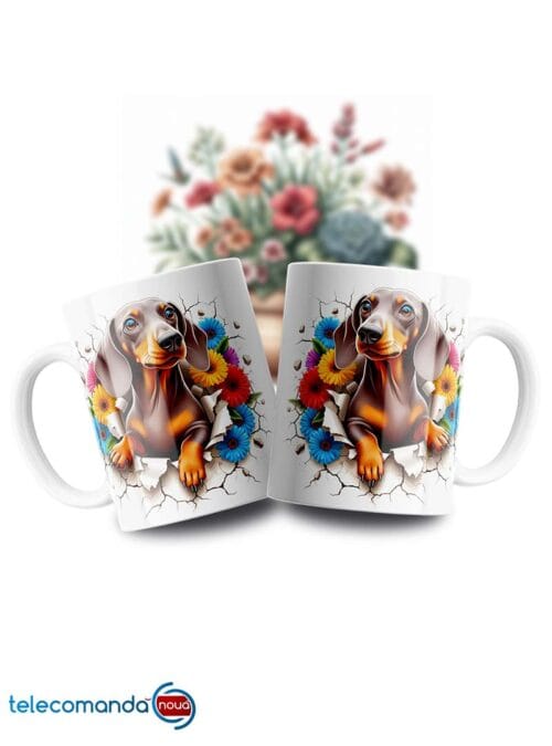 Cană albă personalizată Dachshund