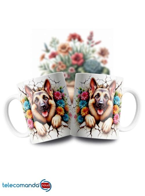 Cană albă personalizată Pastor Aleman