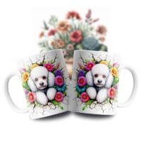 Cană albă personalizată Poodle