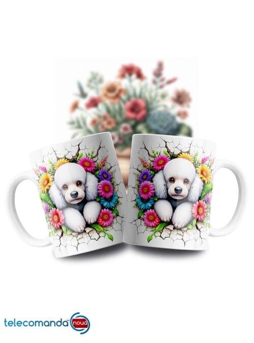 Cană albă personalizată Poodle