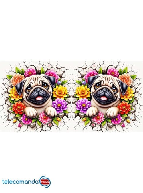 Cană albă personalizată Pug 1